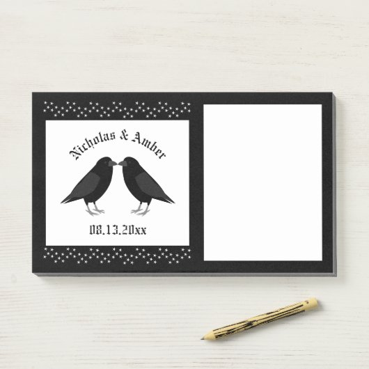 Gothic Wedding Kissing Ravens Custom Post-it Klebezettel (Auf Schreibtisch)