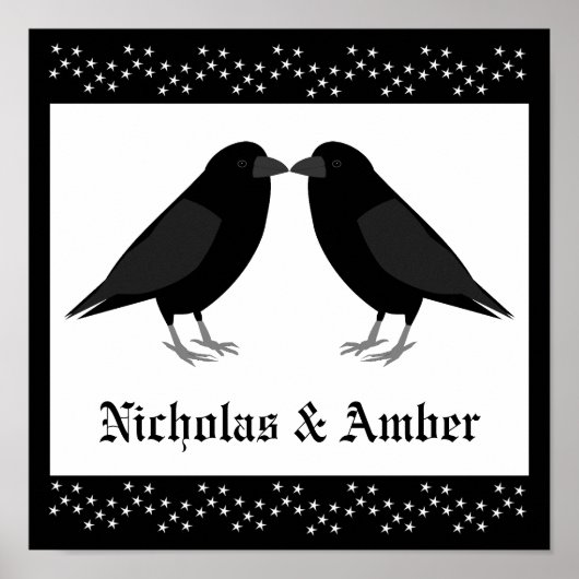Gothic Wedding Kissing Ravens Custom Poster (Vorne)