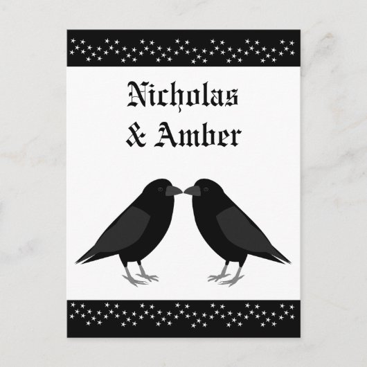 Gothic Wedding Kissing Ravens Custom Postkarte (Vorderseite)