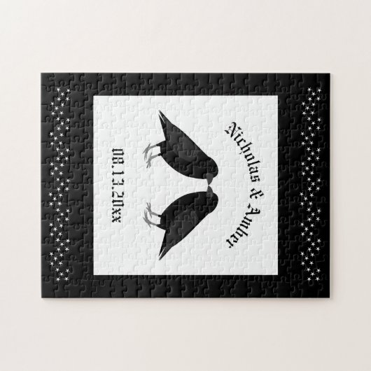 Gothic Wedding Kissing Ravens Custom Puzzle (Horizontal)