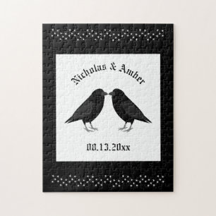 Gothic Wedding Kissing Ravens Custom Puzzle