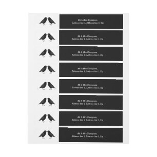 Gothic Wedding Kissing Ravens Custom Rundum-Adressaufkleber