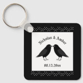 Gothic Wedding Kissing Ravens Custom Schlüsselanhänger (Vorderseite)