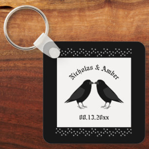 Gothic Wedding Kissing Ravens Custom Schlüsselanhänger