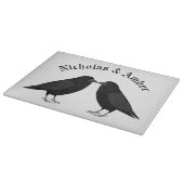 Gothic Wedding Kissing Ravens Custom Schneidebrett (Ecke)