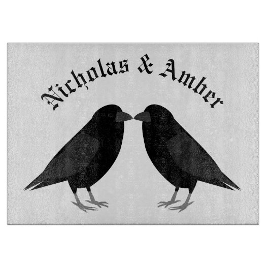 Gothic Wedding Kissing Ravens Custom Schneidebrett (Vorderseite)