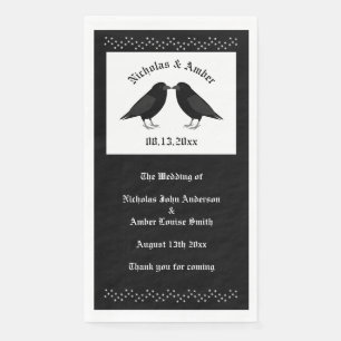 Gothic Wedding Kissing Ravens Custom Serviette