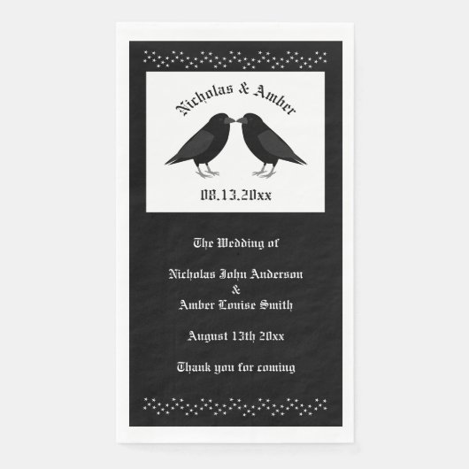 Gothic Wedding Kissing Ravens Custom Serviette (Vorderseite)