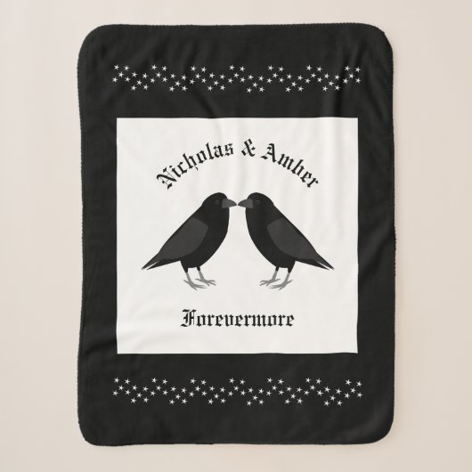 Gothic Wedding Kissing Ravens Custom Sherpadecke (Vorderseite)