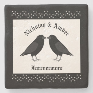 Gothic Wedding Kissing Ravens Custom Steinuntersetzer