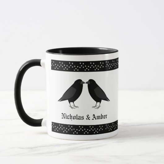 Gothic Wedding Kissing Ravens Custom Tasse (Links)