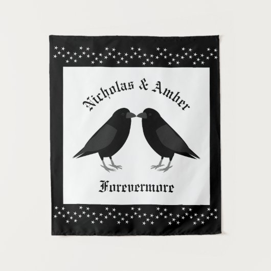Gothic Wedding Kissing Ravens Custom Wandteppich (Vorderseite)