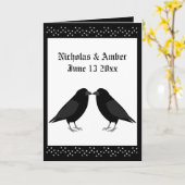 Gothic Wedding Kissing Ravens Custom Wedding Karte (Gelbe Blume)
