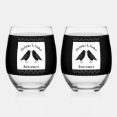 Gothic Wedding Kissing Ravens Custom Weinglas Ohne Stiel (Vorderseite)