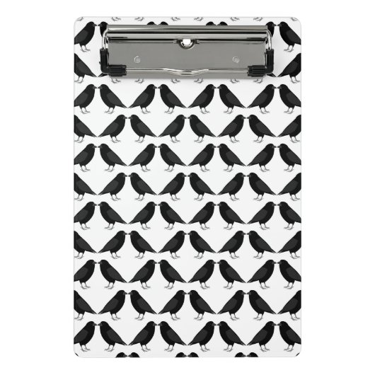 Gothic Wedding Kissing Ravens Gemustert Mini Klemmbrett (Vorderseite)