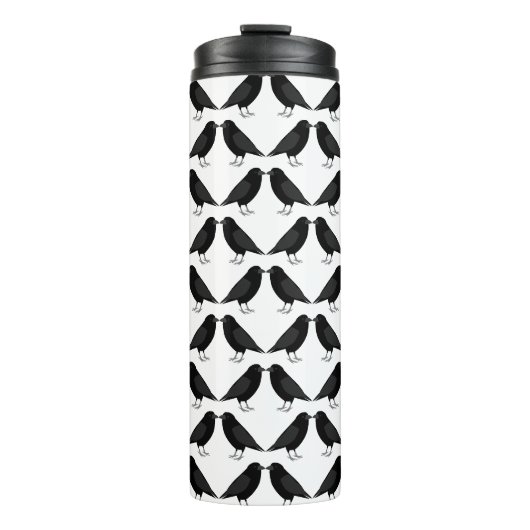 Gothic Wedding Kissing Ravens Gemustert Thermosbecher (Vorderseite)