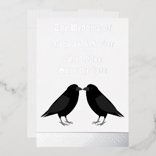 Gothic Wedding Kissing Ravens Save the Date Folien Feiertagskarte