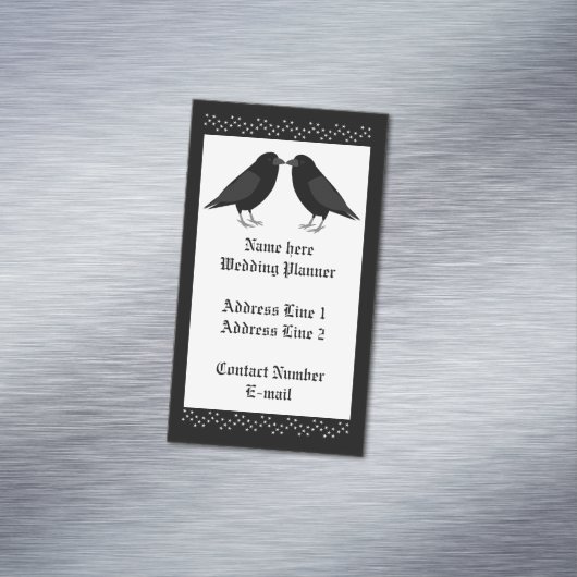Gothic Wedding Kissing Ravens Wedding Planner Magnetische Visitenkarte (Beispiel)