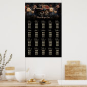 Gothic Wedding Kissing Skulls Table Seekarte Poster (Küche)
