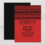 Gothic Wedding Lace Red Black Einladung (Vorne/Hinten)