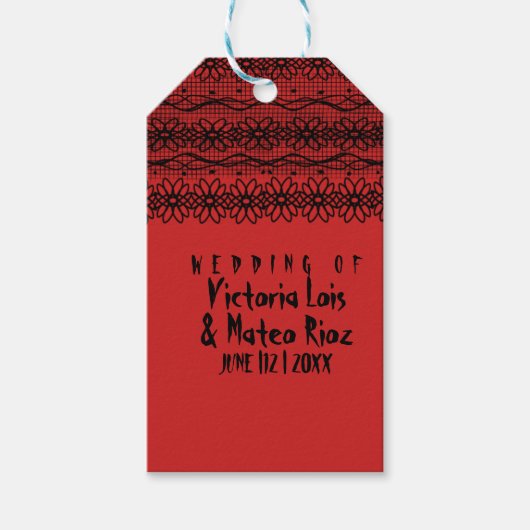 Gothic Wedding Lace Red Black Label Geschenkanhänger (Vorderseite)