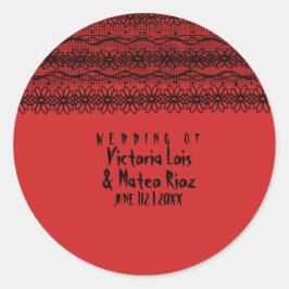 Gothic Wedding Lace Red Black Runder Aufkleber