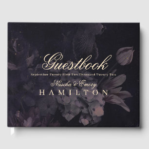 Gothic Wedding Lila Watercolor Floral Boho Gästebuch