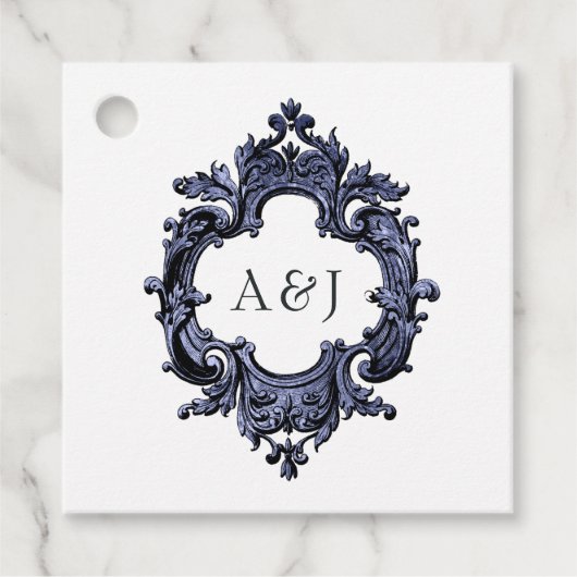 Gothic Wedding Monogram Gilded Frame Geschenkanhänger (Vorderseite)