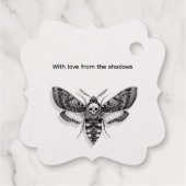 Gothic Wedding | Moth & Lace Black & White Geschenkanhänger (Rückseite)