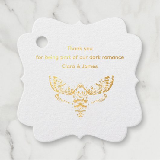 Gothic Wedding | Moth & Lace Black & White Geschenkanhänger (Vorderseite)