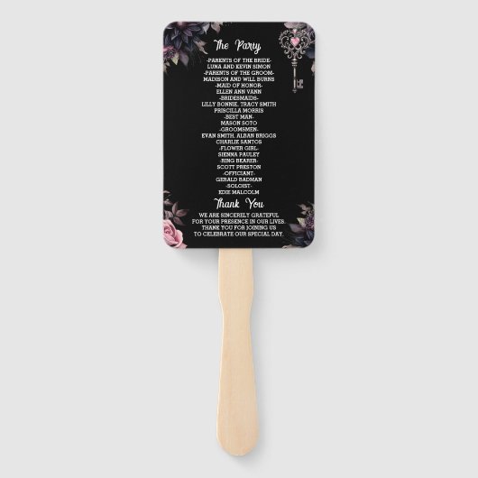 Gothic Wedding Program Hand Fan Fächer (Rückseite)