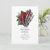 Gothic Wedding QR Code für Schwarz und Rot Einladung (Stehend Vorderseite)