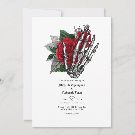 Gothic Wedding QR Code für Schwarz und Rot Einladung (Vorderseite)