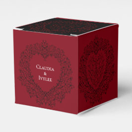 Gothic Wedding Red Black Heart Wirbel Geschenkschachtel