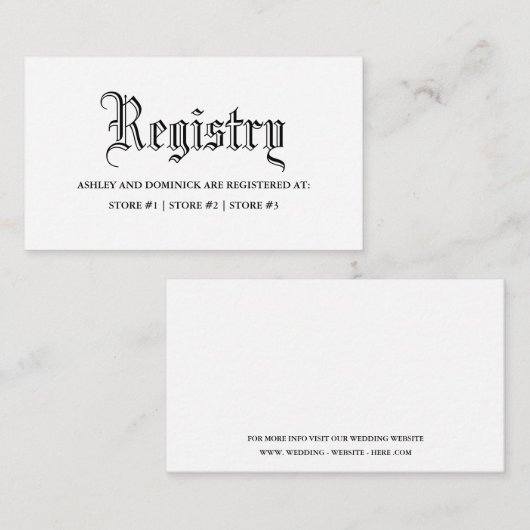 Gothic Wedding Registry Begleitkarte (Vorne/Hinten)