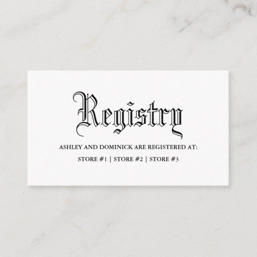 Gothic Wedding Registry Begleitkarte (Vorderseite)