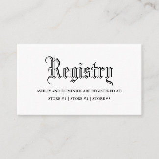 Gothic Wedding Registry Begleitkarte