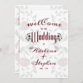 Gothic Wedding Rote Rosen Moody Order of Service Programm (Vorne/Hinten)