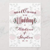 Gothic Wedding Rote Rosen Moody Order of Service Programm (Vorderseite)