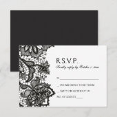 Gothic Wedding RSVP - Black Lace Pattern Karte (Vorne/Hinten)