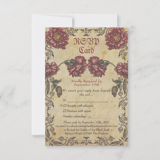 Gothic Wedding RSVP Card | Vintag (Vorderseite)