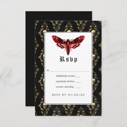 Gothic Wedding RSVP Karte (Vorne/Hinten)
