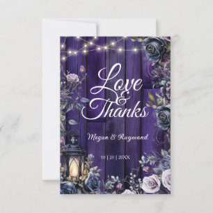 Gothic Wedding Rustic Lila Wood Dankeschön Karte