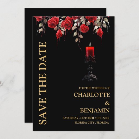 Gothic Wedding Save The Date (Vorne/Hinten)