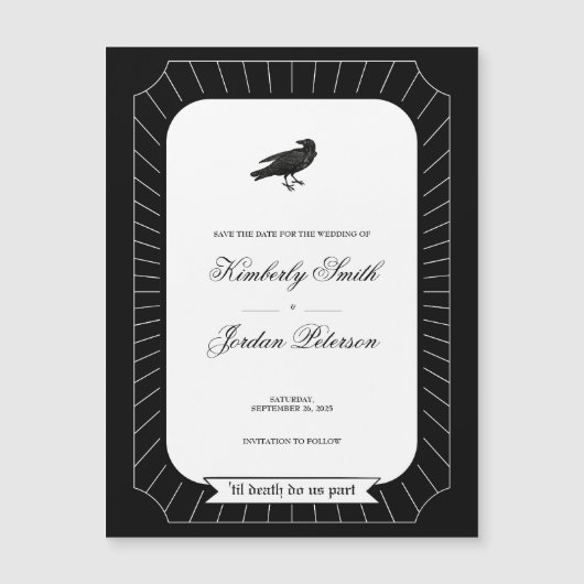 Gothic Wedding Save the Date Craw Skeletons Magnet (Vorderseite)