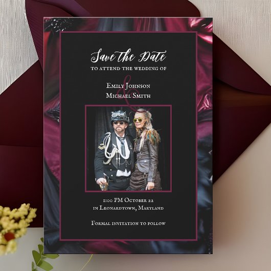 Gothic Wedding Save the Date Halloween Black Red Einladung