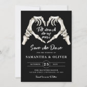 Gothic Wedding Save the Date Halloween Black Skull (Vorderseite)
