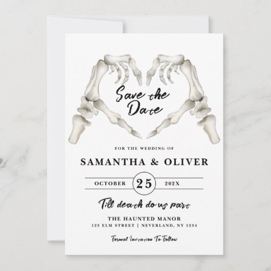 Gothic Wedding Save the Date Halloween Skeleton (Vorderseite)