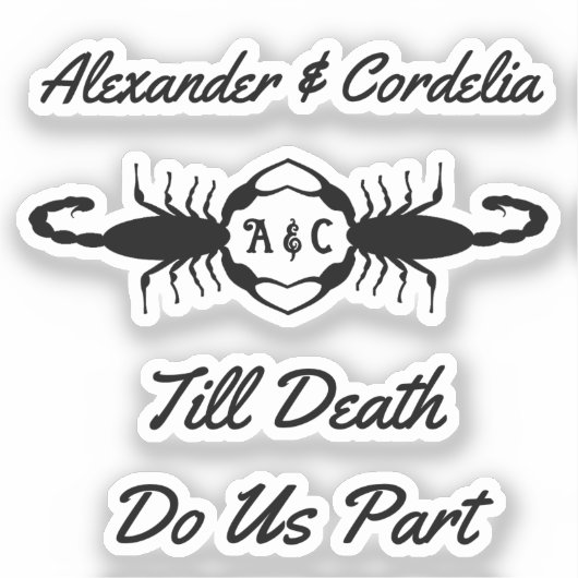 Gothic Wedding Scorpions Custom Mit Monogramm Aufkleber (Vorderseite)