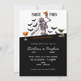 Gothic Wedding Skeleton Booze Food Bad Dance Moves Einladung